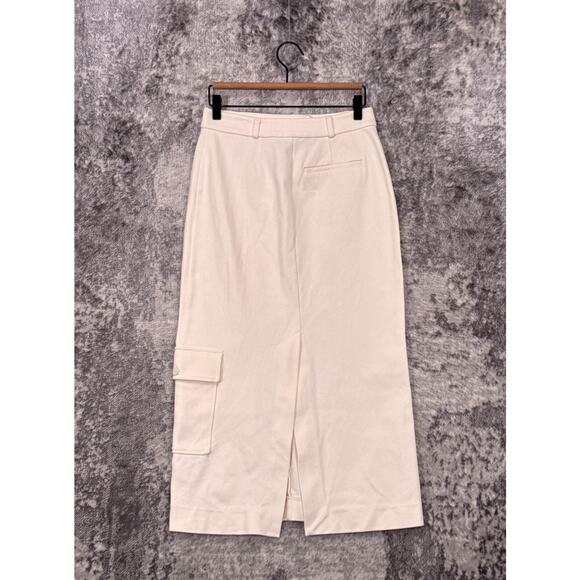 COS Skirt Small Womens Off White Ivory Cargo Back Slit Maxi - Picture 2 of 7